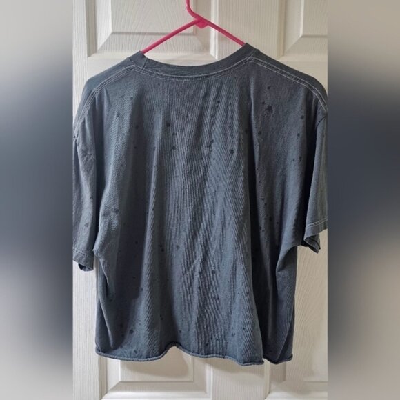 AC/DC LOGO Graphic Music Cropped T-Shirt XL Grey and Black - Picture 3 of 4